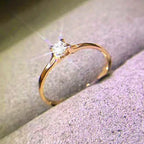 Minimalist Cubic Zirconia Wedding Ring - Elegant Brass Band