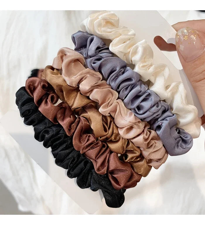 Satin Hair Scrunchies Set - Softer Than Silk (6/12 Pack)