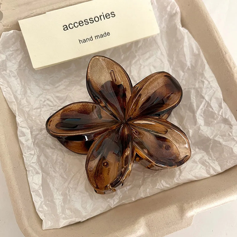 Leopard Print Hair Claw Clips - Trendy Flower Design (3 Pack)