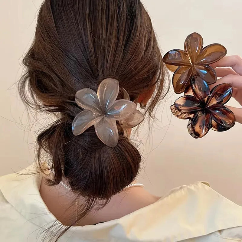Leopard Print Hair Claw Clips - Trendy Flower Design (3 Pack)