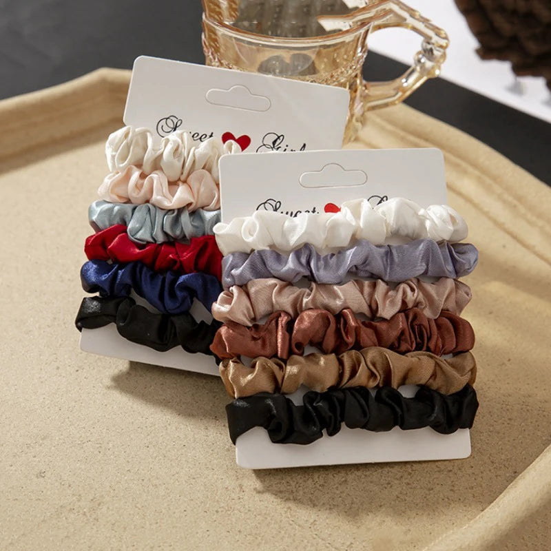 Satin Hair Scrunchies Set - Softer Than Silk (6/12 Pack)