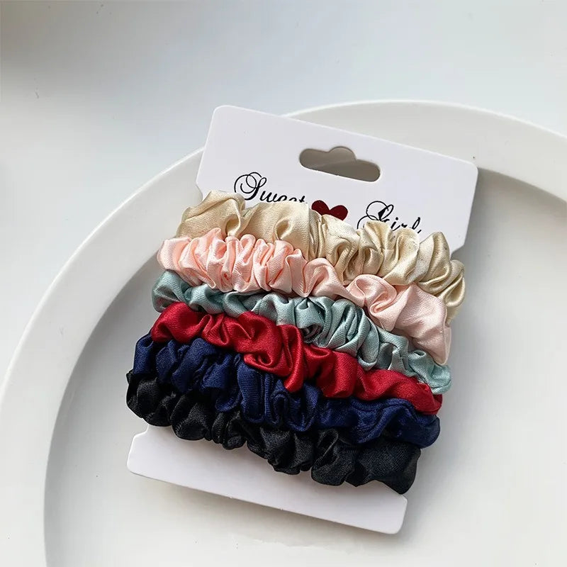 Satin Hair Scrunchies Set - Softer Than Silk (6/12 Pack)