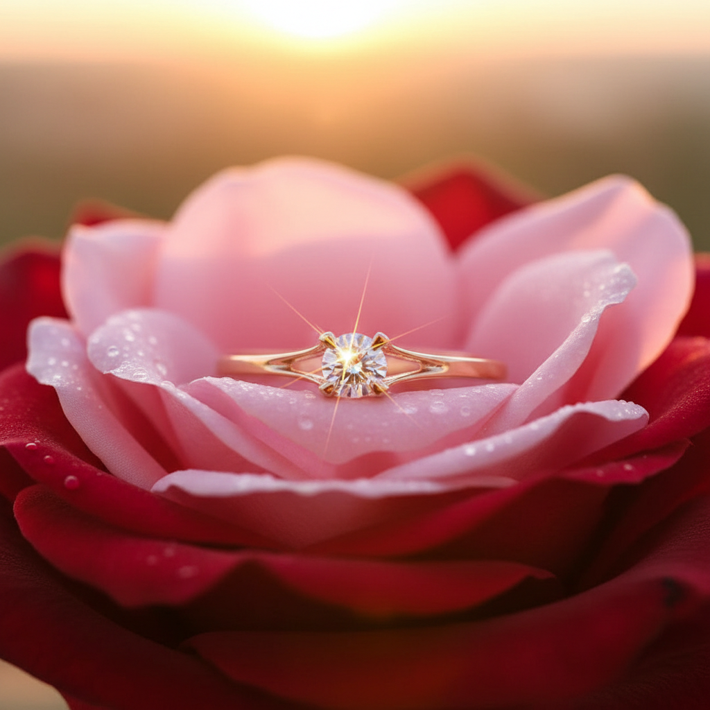 Solitaire Ring with Roses